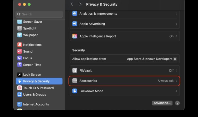Change Accessories Setting