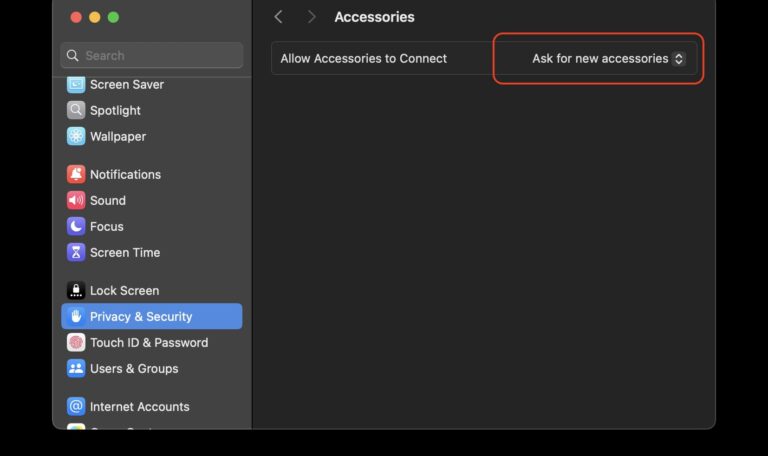 Change Accessories Setting