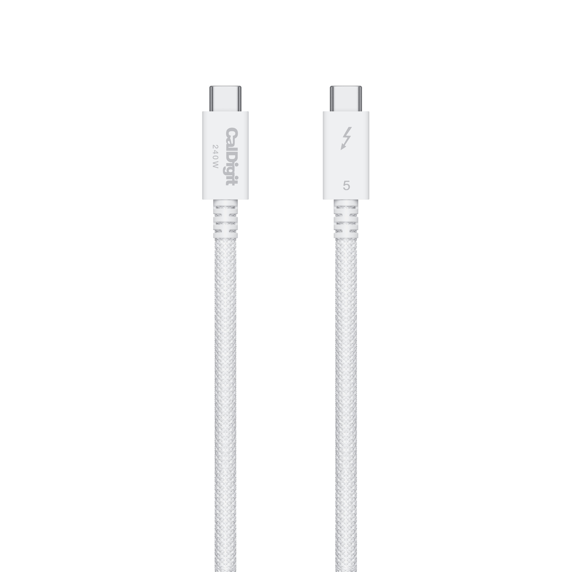 Two white Thunderbolt 5 Pro Cables on a white background.